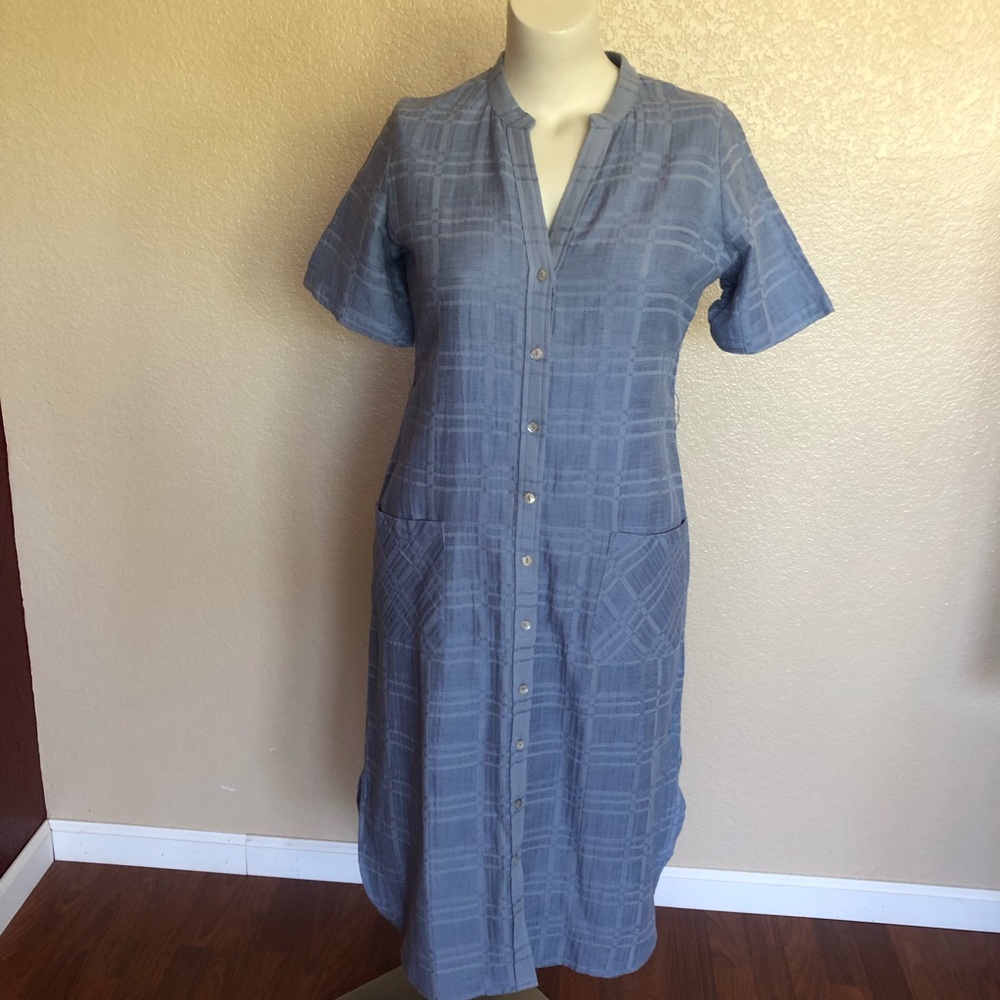 Soft Surroundings Blue Button Down Shirt Dress Size M New